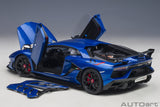 Autoart 79174 1/18 LAMBORGHINI AVENTADOR SVJ (BLU NETHUNS/METALLIC BLUE) Scale model car